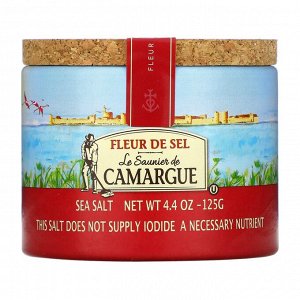 Le Saunier de Camargue, Fleur de Sel, морская соль, 125 г (4,4 унции)
