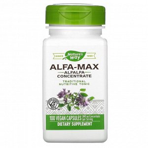 Nature's Way, Alfa-Max, концентрат люцерны, 840 мг, 100 веганских капсул