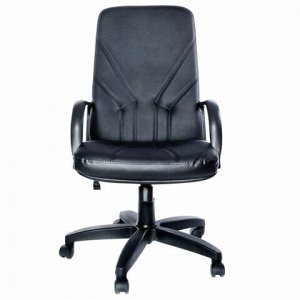 Кресло офисное "Менеджер", кожа, монолитный каркас, черное К-01