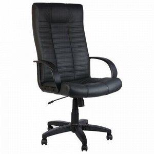Кресло офисное "Атлант", кожа, монолитный каркас, черное К-01