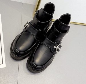 Женские открытые деитсезонные ботинки на замке, цвет черный