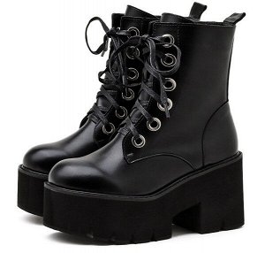 Женские демисезонные ботинки на шнурках, цвет черный