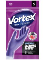 VORTEX Перчатки латексные универсальные с провитамином и ароматом лесных ягод для уборки, фиолетовые, 1 пара, S