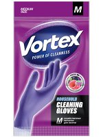 VORTEX Перчатки латексные универсальные с провитамином и ароматом лесных ягод для уборки, фиолетовые, 1 пара, M