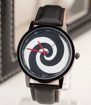 Наручные часы унисекс с ремешком из эко-кожи, цвет черный