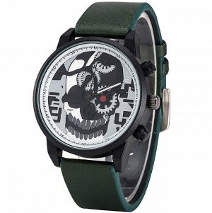 Наручные часы унисекс с ремешком из экокожи, цвет темно-зеленый