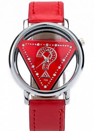 Наручные часы унисекс с ремешком из экокожи, цвет красный
