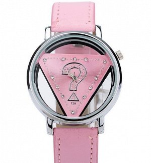 Наручные часы унисекс с ремешком из экокожи, цвет розовый