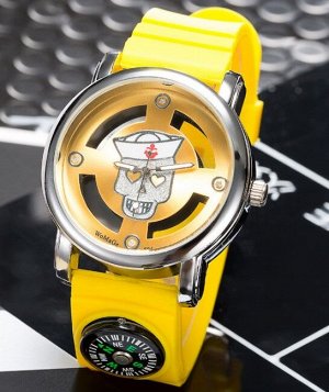 Наручные часы унисекс с силиконовым ремешком, цвет желтый