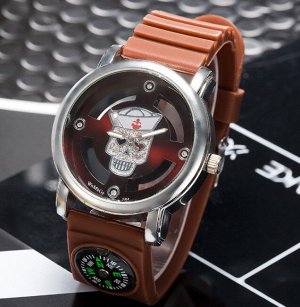 Наручные часы унисекс с силиконовым ремешком, цвет коричневый
