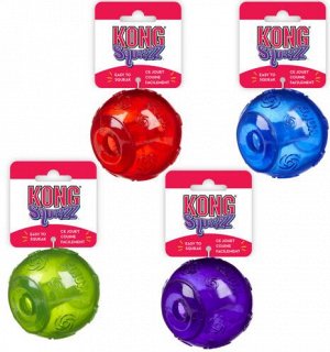 Игрушка KONG Squeezz для собак Мячик очень большой, 9 см, резиновый с пищалкой, цвета в ассортименте