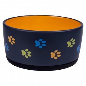 КерамикАрт миска керамическая для собак 1000 мл черная с оранжевым