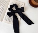 Резинка для волос с бантиком, однотонная, цвет черный, 2 шт