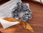 Широкая резинка для волос с бантиками, принт &quot;Клетка&quot;, цвет черный/белый/желтый, 2 шт