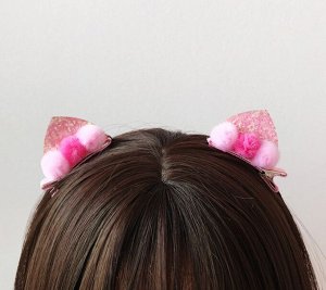 Заколки для волос в виде кошачьих ушей, цвет розовый, 4 шт