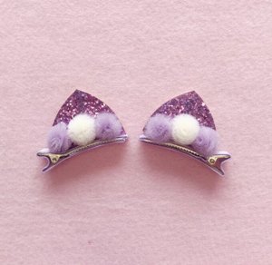 Заколки для волос в виде кошачьих ушей, цвет фиолетовый, 4 шт