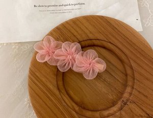Заколка-зажим для волос, декор в виде трех цветков, цвет розовый, 2 шт
