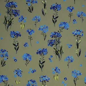 Ткань на отрез ниагара 150 см D056 Синие цветы на зеленом