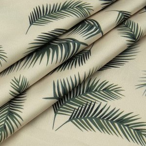 Ткань на отрез шелк 150 см D1907 Листья пальмы на молочном