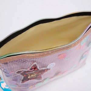 Косметичка-сумочка, отдел на молнии, с ручкой, цвет розовый, «Смайлики»