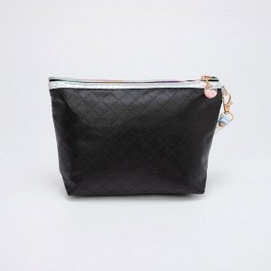 Косметичка-сумочка, отдел на молнии, с ручкой, цвет чёрный, «Бабочки»