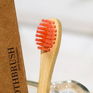 Бамбуковая зубная щётка Biocase, мини, розовая