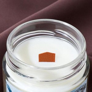 Свеча ароматическая в банке с деревянным фитилем, 200 мл, табак-ваниль