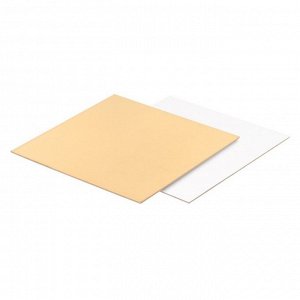 Подложка для торта квадратная Золото/Белая 30 см, толщина 1,5 мм