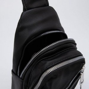 Сумка-слинг, отдел на молнии, 3 наружных кармана, цвет чёрный