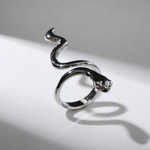 Кольцо "Змея" гладкая, цвет серебро, безразмерное