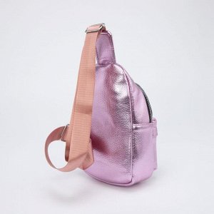 Сумка-слинг, отдел на молнии, 2 наружных кармана, цвет розовый