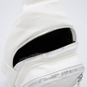 Сумка-слинг, отдел на молнии, 3 наружных кармана, цвет белый