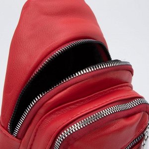 Сумка-слинг, отдел на молнии, 3 наружных кармана, цвет красный