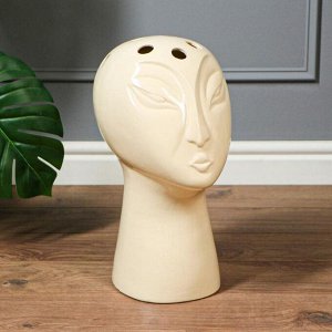 Ваза настольная "Голова" 2 предмета, глянец, бежевый, 44 см, керамика