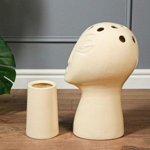 Ваза настольная "Голова" 2 предмета, глянец, бежевый, 44 см, керамика