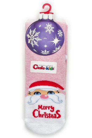 Носки детские новогодние с люрексом 301 светло-розовый