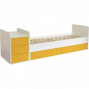 Кроватка-трансформер Polini kids Simple 1111 с комодом, цвет белый/солнечный