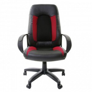 Кресло офисное BRABIX Strike EX-525, экокожа чёрная, ткань чёрная/бордовая