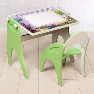 Набор мебели «День-ночь»: парта, мольберт, стульчик. Цвет салатовый