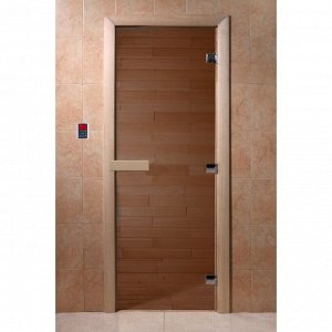Дверь для бани и сауны стеклянная«Бронза» 190 x 70 см, 8 мм