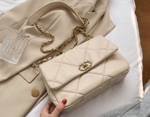 Женская простроченная сумка, цвет кремово-белый