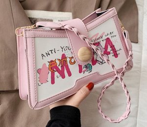 Женская сумка с интересным принтом, цвет розовый