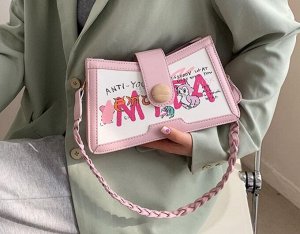Женская сумка с интересным принтом, цвет розовый