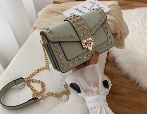 Женская сумочка со стразами, цвет зеленый