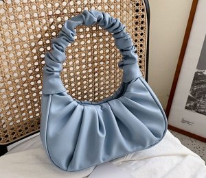 Женская сумочка, декор в виде сборки, цвет синий
