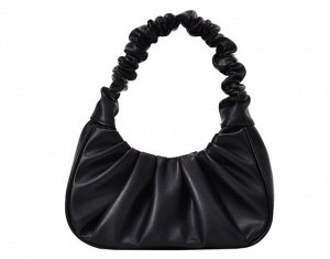 Женская сумочка, декор в виде сборки, цвет черный