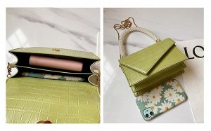 Женская сумочка, декор в виде крокодиловой кожи, ручка из бусин, цвет белый