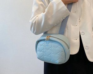 Женская округлая сумочка, принт "Сердечки", цвет синий