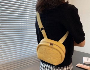 Женская округлая сумочка, принт "Сердечки", цвет желтый