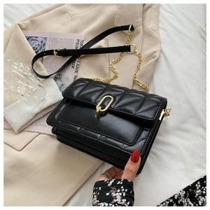 Женская "Стеганная" сумка с двумя отделами, цвет черный